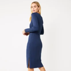 Women's Nine West Ribbed Long Sleeve Dress -Deals My Glow Wardrobe Store 5766567 ALT