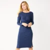 Women's Nine West Ribbed Long Sleeve Dress -Deals My Glow Wardrobe Store 5766567 Resolute Blue