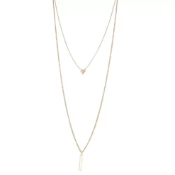 Nine West Gold Tone 2 Row Bar Pendant Necklace