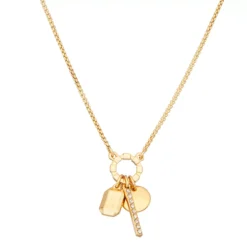 Nine West Gold Tone Simulated Crystal Charm Necklace