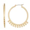 Nine West Gold Tone Shaky Click It Hoop Earrings -Deals My Glow Wardrobe Store 5770340
