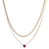 Nine West Gold Tone Red & Clear Crystal Heart Double-Strand Necklace 2 Nine West Gold Tone Red & Clear Crystal Heart Double-Strand Necklace -Deals My Glow Wardrobe Store 5770734