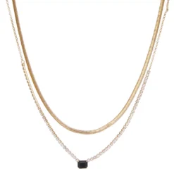 Nine West Two Layer Octagon Gem Necklace
