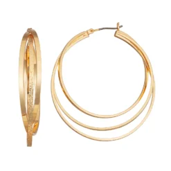 Nine West Triple Row Hoop Earrings