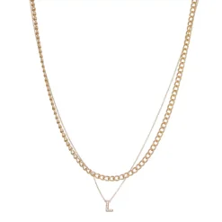 Nine West Multi-Row Initial "L" Pendant Necklace