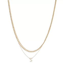 Nine West Multi-Row Initial "S" Pendant Necklace