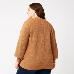 Plus Size Nine West Drop Shoulder Blouson Sleeve Cardigan -Deals My Glow Wardrobe Store 5776691 ALT