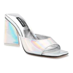 Nine West You Go Women's Heeled Slide Sandals -Deals My Glow Wardrobe Store 5778427 Iridescent Silver