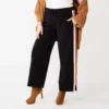 Plus Size Nine West Side-Stripe Pull-On Wide-Leg Pants -Deals My Glow Wardrobe Store 5790198 Mineral Black