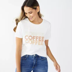 Women's Nine West Crewneck Graphic Tee -Deals My Glow Wardrobe Store 5795642 Coffee Coffee
