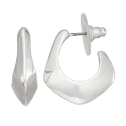 Nine West Silver Tone Geometric Hoop Earrings