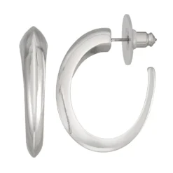 Nine West Silver Tone Curved C-Hoop Earrings