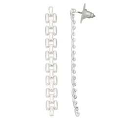 Women's Nine West Silver Tone Metal Linear Post Earrings