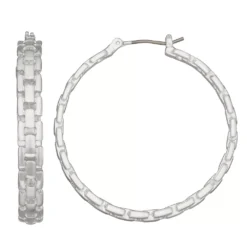 Women's Nine West Silver Tone Chain Click-It Hoop Earrings