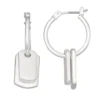 Women's Nine West Silver Tone Dog Tag Drop Click-It Hoop Earrings -Deals My Glow Wardrobe Store 5806627