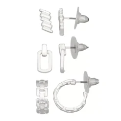 Nine West Silver Tone Metal Trio Earring Set