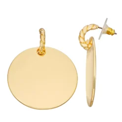 Nine West Gold Tone Disc Post Hoop Earrings