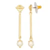 Nine West Gold Tone Simulated Pearl Linear Drop Earrings -Deals My Glow Wardrobe Store 5807423