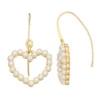 Nine West Gold Tone Simulated Pearl Heart Threader Earrings -Deals My Glow Wardrobe Store 5807424