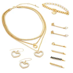 Nine West Gold Tone Simulated Pearl Heart Threader Earrings -Deals My Glow Wardrobe Store 5807424 ALT9