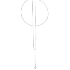 Nine West Silver Tone Simulated Crystal Multirow Necklace