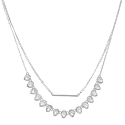 Nine West Silver Tone 2 Row Bar Cry Necklace