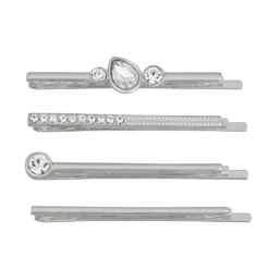 Nine West Silver Tone Simulated Crystal Bobby Pin Set