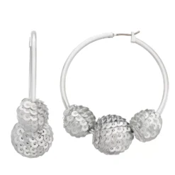 Nine West Sequins Disco Hoop Earrings