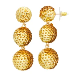 Nine West Sequins Disco Triple Drop Earrings -Deals My Glow Wardrobe Store 5808087 Gold Tone