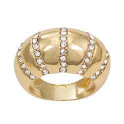 Nine West Gold Tone Simulated Crystal Domed Ring