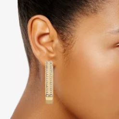 Nine West Gold Tone Drop Hoop Earrings -Deals My Glow Wardrobe Store 5808131 ALT