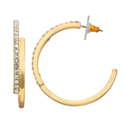Nine West Gold Tone Bypass Hoop Earrings