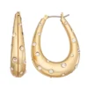 Nine West Gold Tone Crystal Oval Hoop Earrings -Deals My Glow Wardrobe Store 5808453