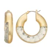 Nine West Gold Tone Crystal Faceted Hoop Earrings -Deals My Glow Wardrobe Store 5808454