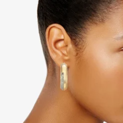 Nine West Gold Tone Crystal Faceted Hoop Earrings -Deals My Glow Wardrobe Store 5808454 ALT