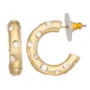 Nine West Gold Tone Crystal C-Hoop Earrings -Deals My Glow Wardrobe Store 5808456