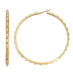 Nine West Gold Tone Large Wavy Click-It Earrings