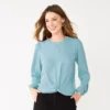 Women's Nine West Long Sleeve Twist Front Top