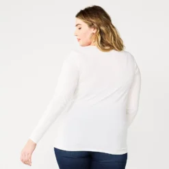 Plus Size Nine West Fitted Long Sleeve Cutout Top -Deals My Glow Wardrobe Store 5815656 ALT