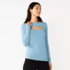 Women's Nine West Fitted Long Sleeve Cutout Top -Deals My Glow Wardrobe Store 5817132 Mystic Creek