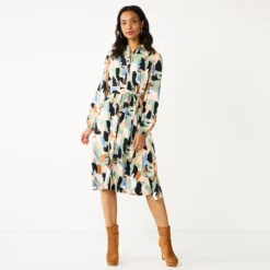 Women's Nine West Midi Shirt Dress -Deals My Glow Wardrobe Store 5831853 Stone Impression Green