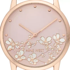 Nine West Women's Stainless Steel Mesh Bracelet Watch with Flower Dial -Deals My Glow Wardrobe Store 5857465 ALT2
