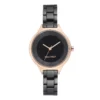 Nine West Women's Black Bracelet Watch with Rose Gold Tone Case