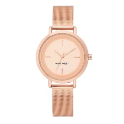 Nine West Women's Rose Gold Tone Mesh Bracelet Watch