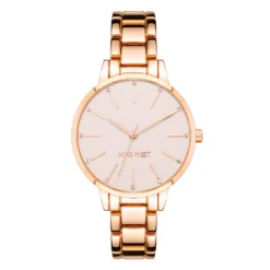 Nine West Women's Gold-Tone Bracelet Watch with Crystal Accents