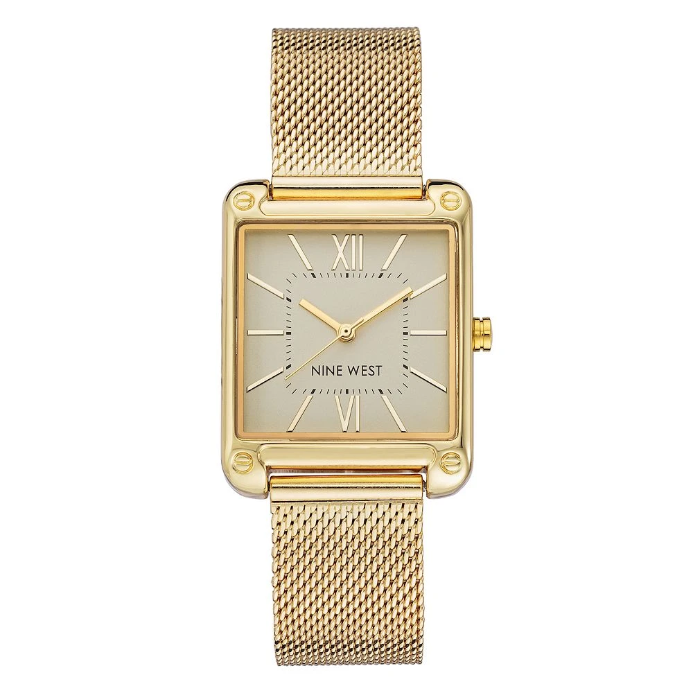 Nine West Women's Gold-Tone Rectangle Dial Dress Watch 3 Nine West Women's Gold-Tone Rectangle Dial Dress Watch