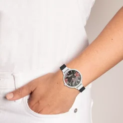 Nine West Women's Black Strap Watch with Flower Dial -Deals My Glow Wardrobe Store 5857484 ALT9