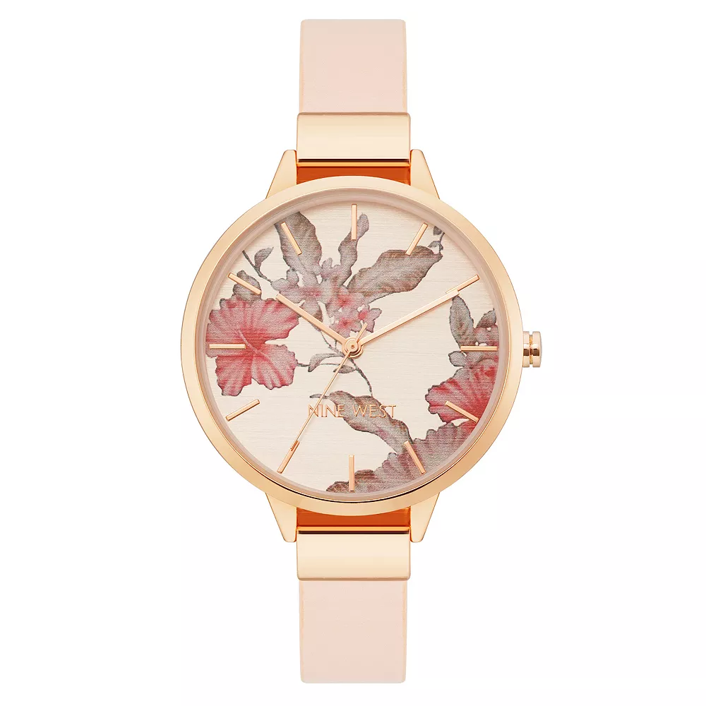 Nine West Women's Flower Dial Strap Watch 3 Nine West Women's Flower Dial Strap Watch