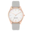 Nine West Women's Faux Leather Strap Watch -Deals My Glow Wardrobe Store 5857490 Rose Gold Tone Gray
