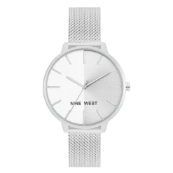 Nine West Women's Two Tone Mesh Watch -Deals My Glow Wardrobe Store 5857493 Silver Tone